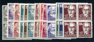 Germany: East (DDR) 122-136 Blks of 4 (1953) (needs 135)