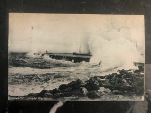 1922 Colombo Ceylon Real Picture Postcard Cover RPPC Breakwater Harbour To India