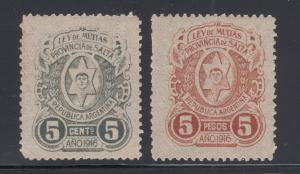 Argentina, Salta, Ley de Multas mint 1916 5c & 5p Revenues