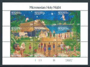 Micronesia #131 NH Christmas 1990, Holy Night (Sheetlet of 9)