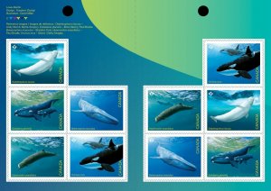 WHALES = ORCA, KILLER, BELUGA, BLUE, RIGHT WHALE = Booklet 10 st Canada 2022 MNH