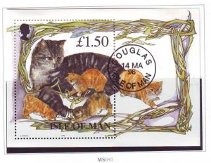 Isle of Man Sc 677 1996 Cats stamp sheet used