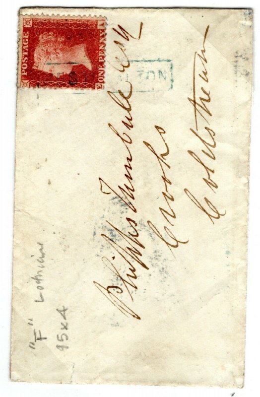 GB Scotland Cover Blue *WEST SALTON* Scots Local RARE Tranent 1d Red 1858 PD213 