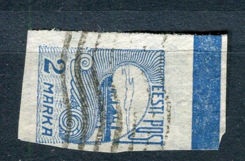 ESTONIA; 1919 early Pictorial Imperf issue fine used 2M. value