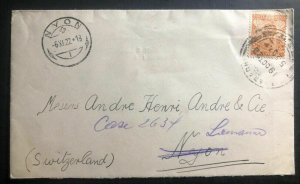 1922 Karachi India Commercial Cover To Nyon Switzerland