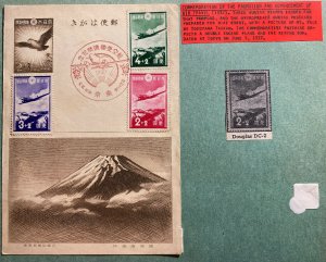 1937 Japan Stationery Postcard Airmail Cover Advancement Of Air Travel