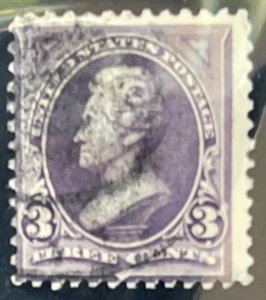 US 1890 3c purple Jackson #221 USED single