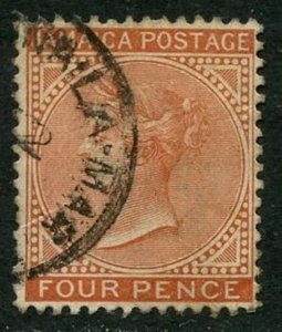 JAMAICA Sc#22a (SG #22) 1883 4P Orange Brown Shade Fine Used