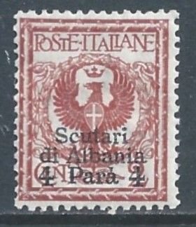 Italy-Scutari #9 NH 2c Coat of Arms Issue Ovptd. Scutari Di Albania & Surch...