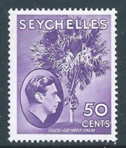 Seychelles #141b MH 50c George VI Defin. - Palm - Chalky Paper - Bright Lilac