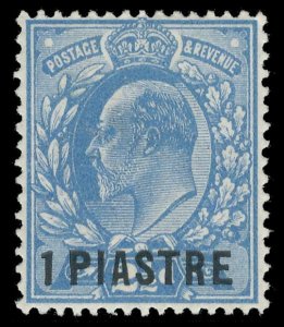British Levant 1911 KEVII 1pi on 2½d bright blue (p15x14) MLH. SG 28.