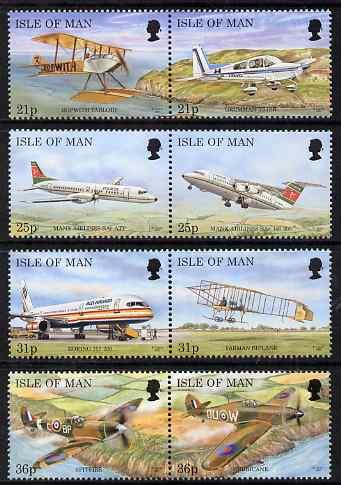 Isle of Man 1997 Manx Aircraft set of 8 (4 x se-tenant pa...