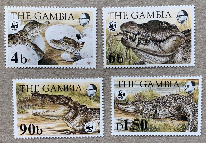 Gambia 1984 WWF Nile Crocodiles, MNH.  Scott 515-518, CV $47.00