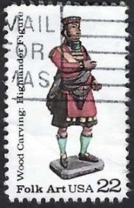 United States #2240 22¢ Folk Art - Highlander Figure (1986). Used.