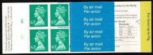 G.B. QE II 1996 BOOKLET 63p x4 (Y1787)+4x AIRMAIL LABELS MINT (NH) SG GR1 SUPERB