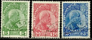 LIECHTENSTEIN Sc#1-3 1912 Prince Johann Complete Set Used