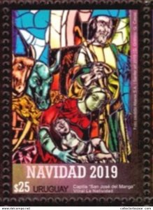 2019 Christmas Nöel Navidad Uruguay MNH ** stamp vitraux glass window + gift...