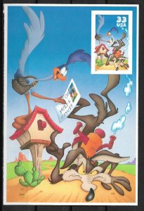 2000 Sc3392c Wile Coyote Imperf booklet pane of 1