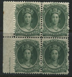 Nova Scotia QV 1860  8 1/ 2 cents unmounted mint NH block of 4