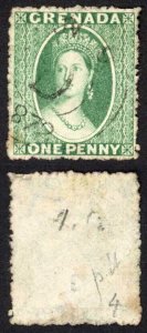 Grenada SG4 1d Green wmk Small Star (upright) Rough Perf 14 to 16 Cat 17 (tone