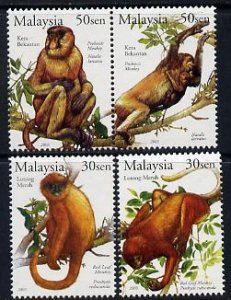 MALAYSIA - 2003 - Primates of Malaysia - Perf 4v Set - Mint Never Hinged