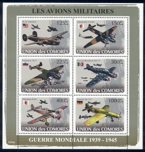 Comoro Islands - 2008 s/s of 6 Aircraft #993 cv $ 12.50 Lot # 1