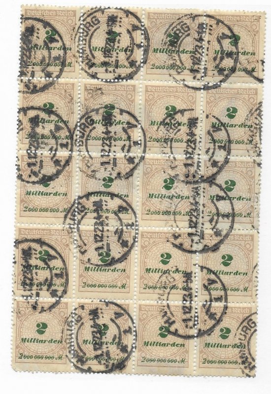 Germany Sc 295 Block of 20 Canceled Hamburg DEC 1st '23