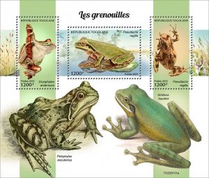 TOGO - 2023 - Frogs - Perf 3v Sheet - Mint Never Hinged