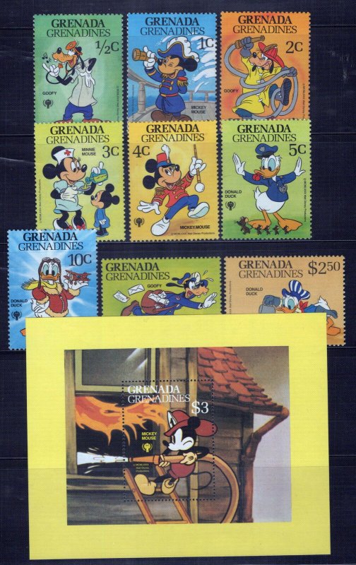 Grenada Grenadines 350-359 MNH Disney Characters Trains Aviation ZAYIX 0701M0083