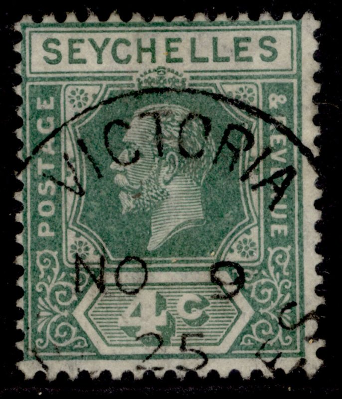 SEYCHELLES GV SG102, 4c sage-green & carmine, FINE USED. CDS