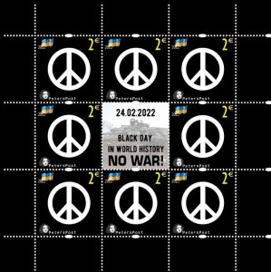 Finland 2022 No war! 24.02.22 the black day in history Peterspost sheetlet MNH