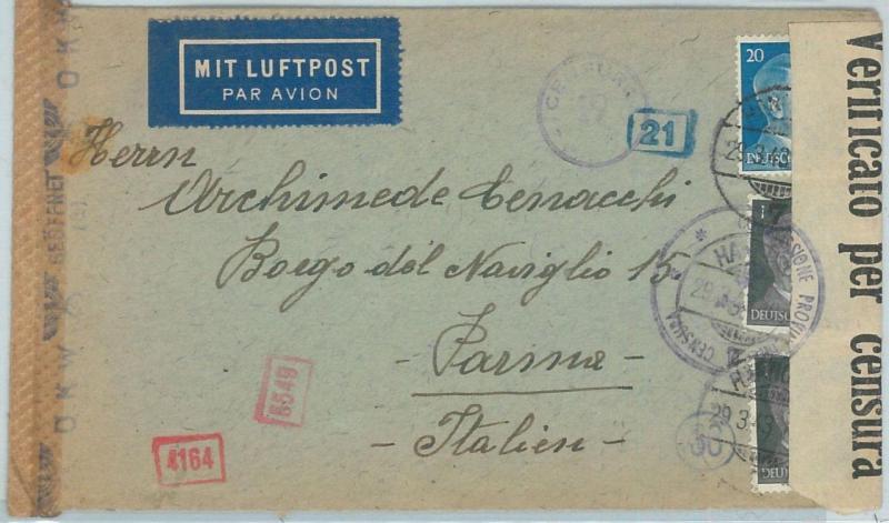 66738 - GERMANY - Postal History -  COVER to PARMA Italy 1943 - CENSOR TAPE