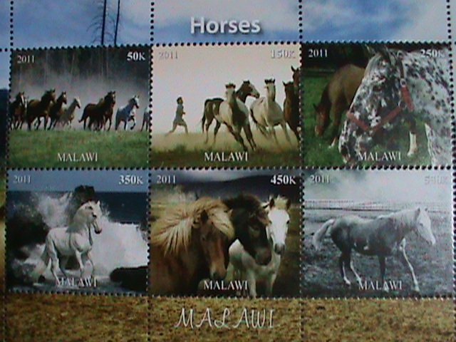 ​Malawi Stamp:2011-Beautiful Horses MNH Stamp sheet-#2