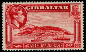 GIBRALTAR SG123, 1½d carmine PERF 14, LH MINT. Cat £35.