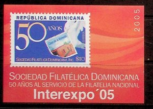 DOMINICAN REP. Sc 1410A NH SOUVENIR SHEET OF 2005 - STAMP EXPO