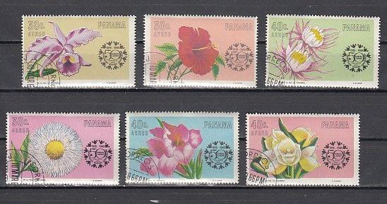 Panama, Scott cat. C343-C348. Flowers and Orchids issue. Canceled, C.T.O.