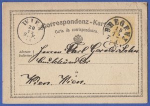 AUSTRIA 1871 2kr postal card, Mi P10 BREGENZ postmark/cancel VF