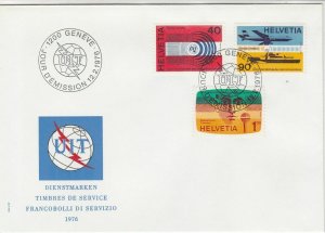 Switzerland 1976 Geneva U I T Globe Slogan Cancels Stamps FDC Cover Ref 25652