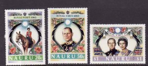 Nauru-Sc#257-9- id9- unused NH set-QEII-Visit-1982-