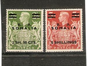 BOIC - SOMALIA 1950 TOP VALUES 2s 50c on 2s6d and 5s on 5s SG S30/S31 MLH