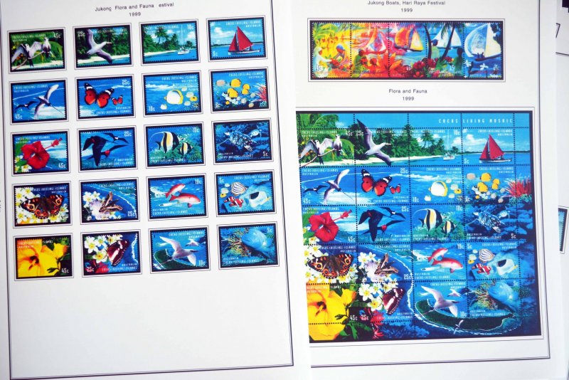 COLOR PRINTED COCOS ISLANDS 1963-2020 STAMP ALBUM PAGES (69 illustrated pages)