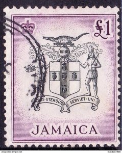 JAMAICA 1956 QEII 1 Pound Black & Purple SG174 FU