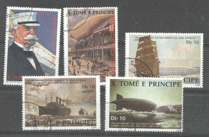 Sao Tome e Principe 1988 Ships, Zeppelins, used   M.267