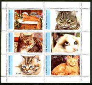 ABKHAZIA - 1995 - Domestic Cats - Perf 6v Sheet - M. N.H - Private Issue