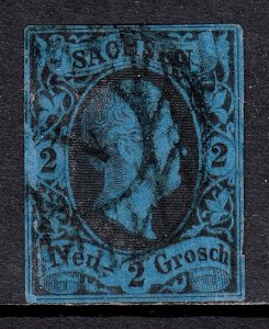 Germany (Saxony) - Scott #7 - Used - Scuff/thin, nick in margin - SCV $55