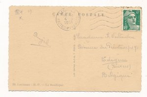 D427773 France Postal Card Lourdes La Basilique 1951