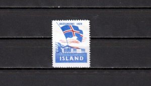 Iceland, 1959 Christmas Seal with Waving Flag value.