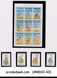 ANGOLA - 1998 DINOSAURS PREHISTORIC ANIMALS SET OF 4-STAMPS & 1-M/S MNH