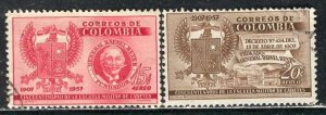 Colombia; 1957: Sc. # C299-C300: Used Cpl. Set