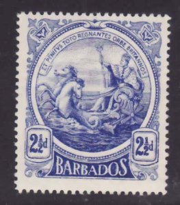 Barbados-Sc#131- id13-unused hinged og 2&1/2p ultramarine Seal-KGV-1916-18-